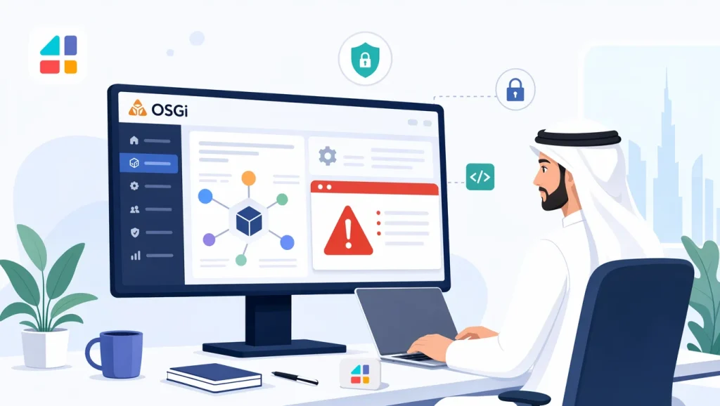 مطور عربي يحلل ثغرة Eclipse Equinox OSGi الأمنية على شاشة الكمبيوتر مع تحذيرات