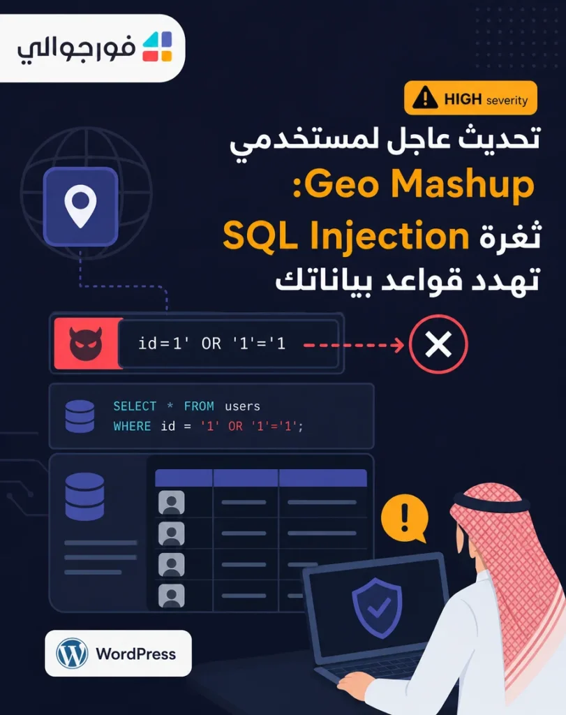 تصميم توعوي عن ثغرة SQL Injection في إضافة Geo Mashup على ووردبريس