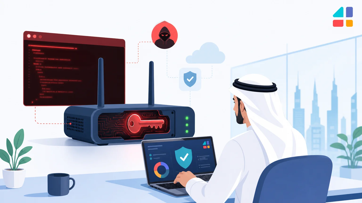 رسم يوضح ثغرة D-Link DIR-605L وباب خلفي عبر Telnet يمنح المهاجمين وصولا جذريا