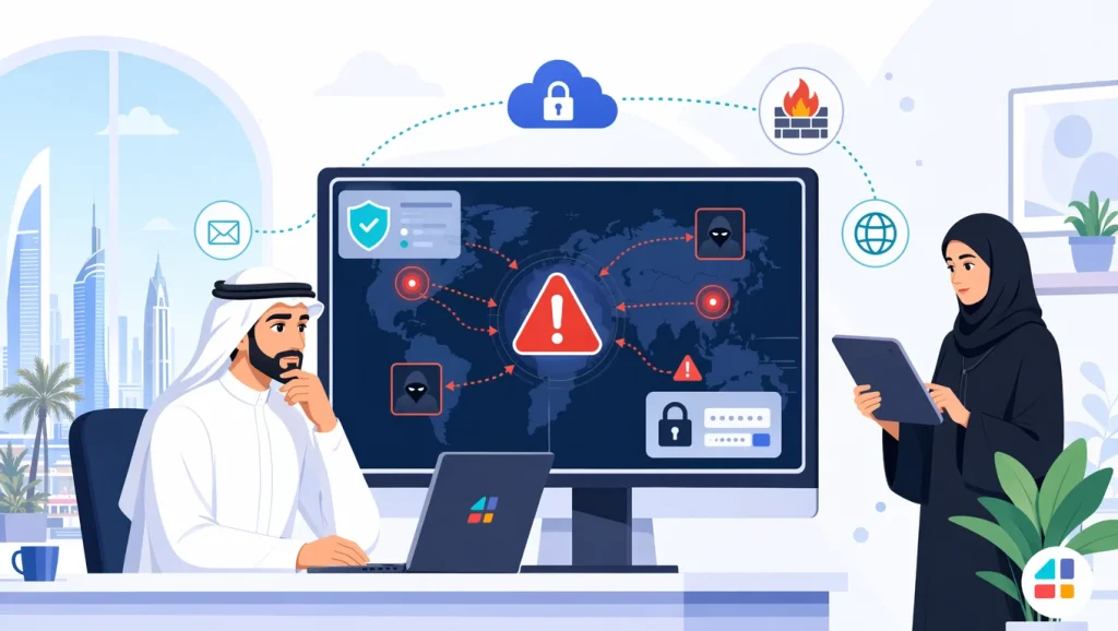 رسم يوضح هجوما سيبرانيا على راوتر D-Link DIR-605L وتنبيهات اختراق عبر Telnet