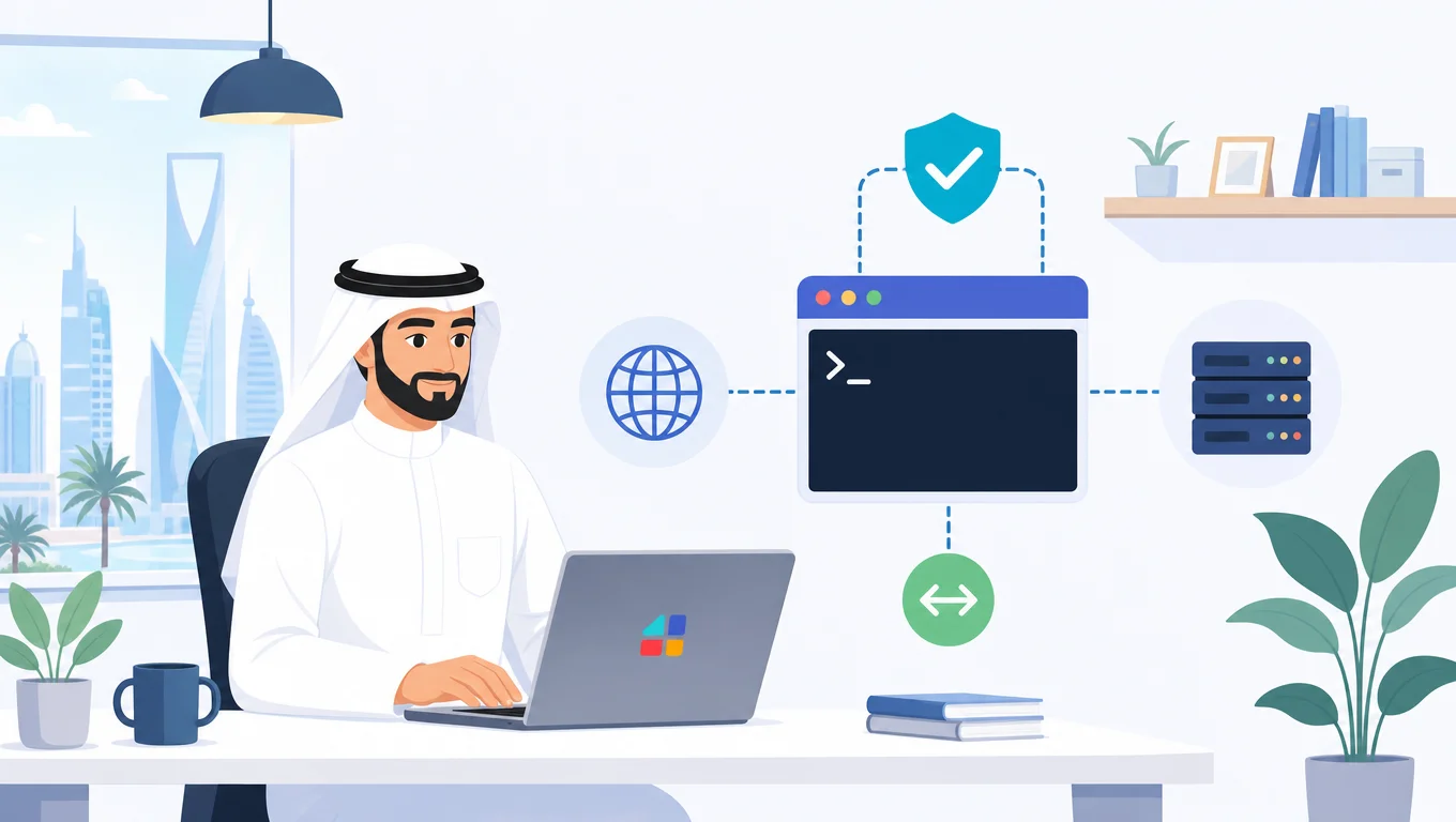 رسم توضيحي لأمن الشبكات وثغرة D-Link DIR-605L على جهاز متصل