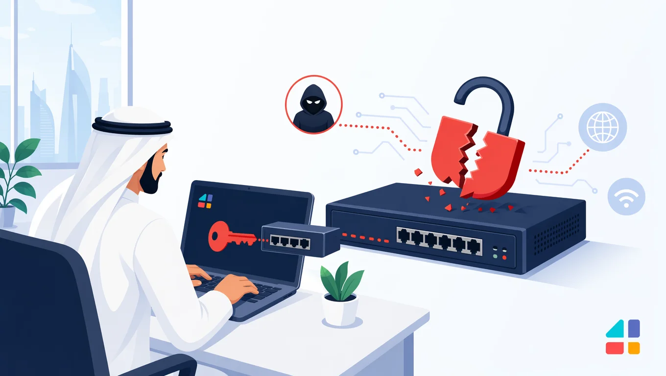رسم يوضح اختراق راوتر D-Link DIR-456U عبر باب خلفي Telnet وكسر قفل الحماية