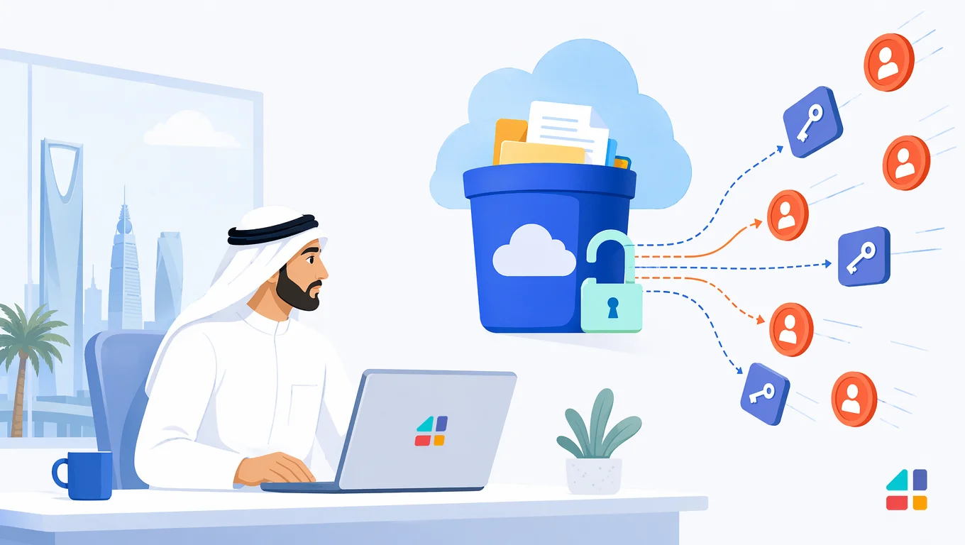 رجل سعودي يستخدم لابتوب لمراقبة تسريب بيانات اعتماد التخزين في Apache Polaris