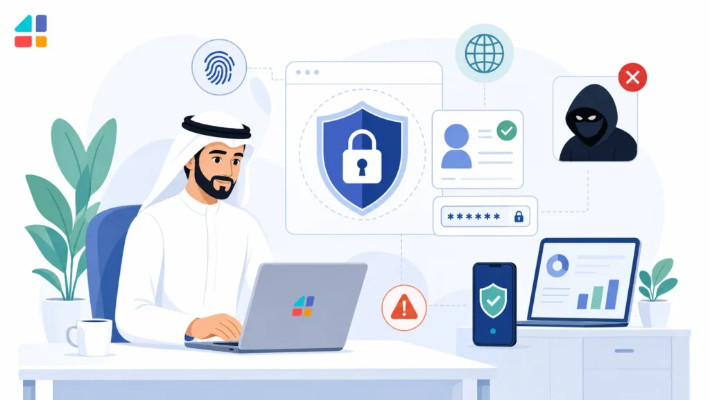 رسم توضيحي لأمن بيانات Apache Iceberg مع حماية الهوية وكشف التهديدات السيبرانية