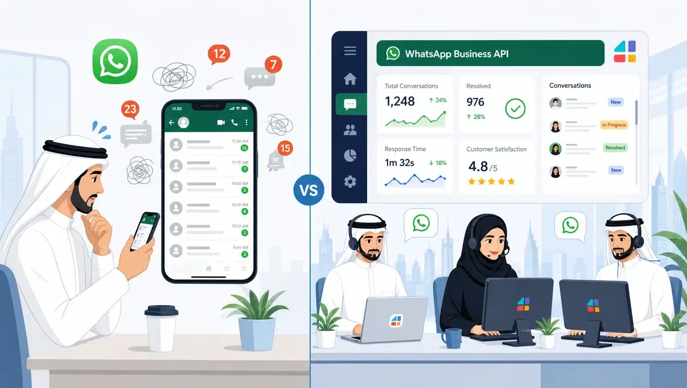 مقارنة بين واتساب العادي وواتساب المؤسسي WhatsApp Business API لإدارة محادثات العملاء في الشركات