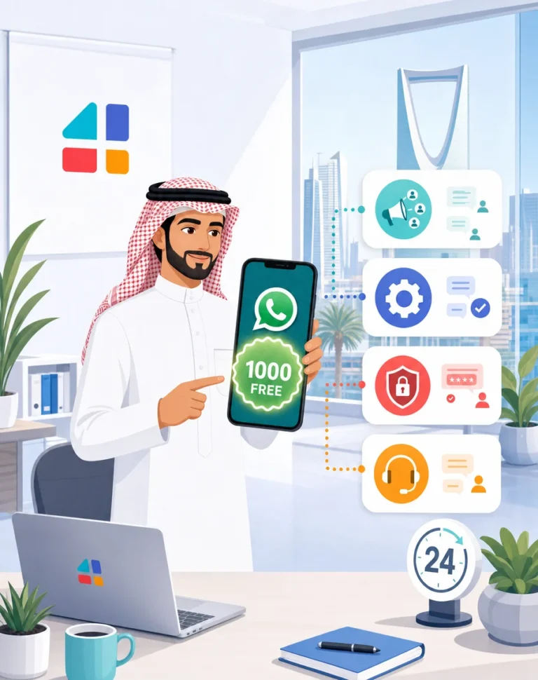 رجل أعمال سعودي يعرض تطبيق واتساب بزنس مع 1000 رسالة مجانية وميزات التسويق