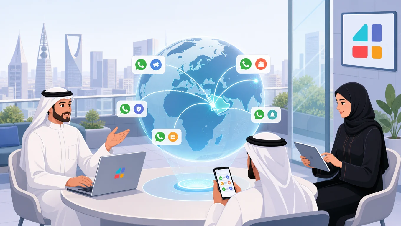 فريق أعمال سعودي يستخدم واتساب أعمال للتواصل العالمي وإدارة حد الإرسال عبر منصة ميتا
