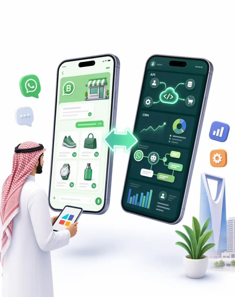 رجل أعمال سعودي يقارن بين واتساب بيزنس العادي وواتساب أعمال الرسمي API